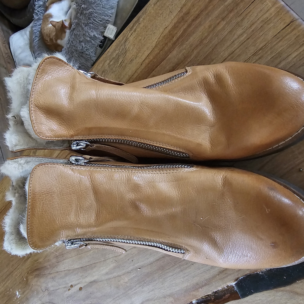 Tan Winter Rain Boots with Side-Zip Closure